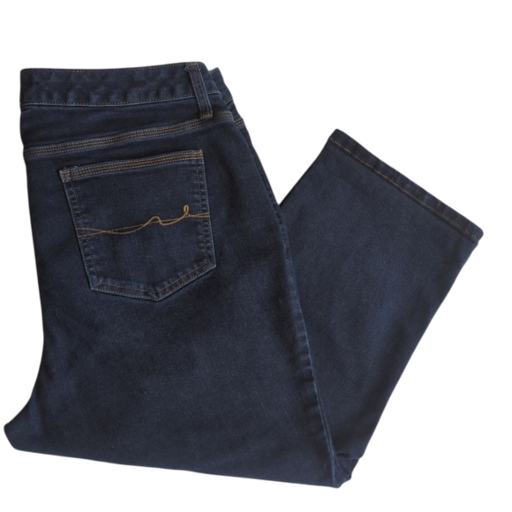 St. John's Bay Cropped Denim Jeans 16W Dark Wash Blue Pockets